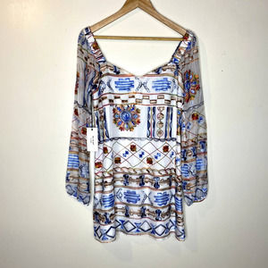 Ali and Jay Olvera Street Mini Embroidered Dress Sheer Sleeves Size M